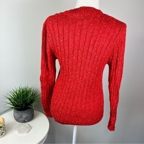 Rafferty cardigan sweater womens size medium linen blend red button down - Picture 4 of 9